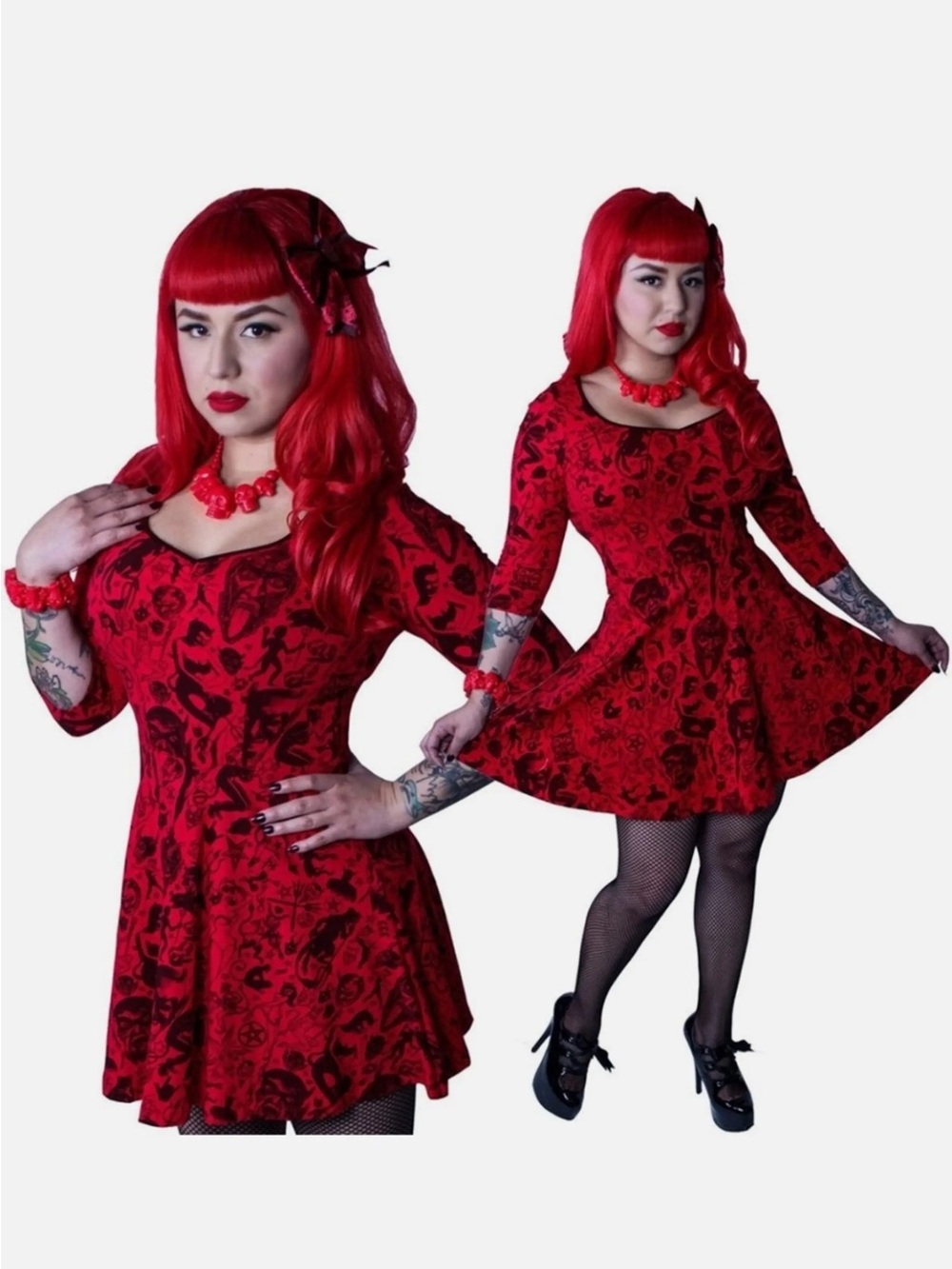 Rare Kreepsville Devil Made Me Do It skater dress Sz L